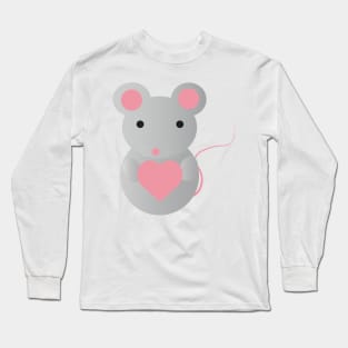 Cute Mouse Hugging a Heart Long Sleeve T-Shirt